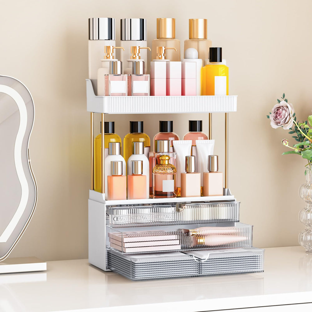 caktraie tiroirs spacieux pour maquillage et petits accessoires.