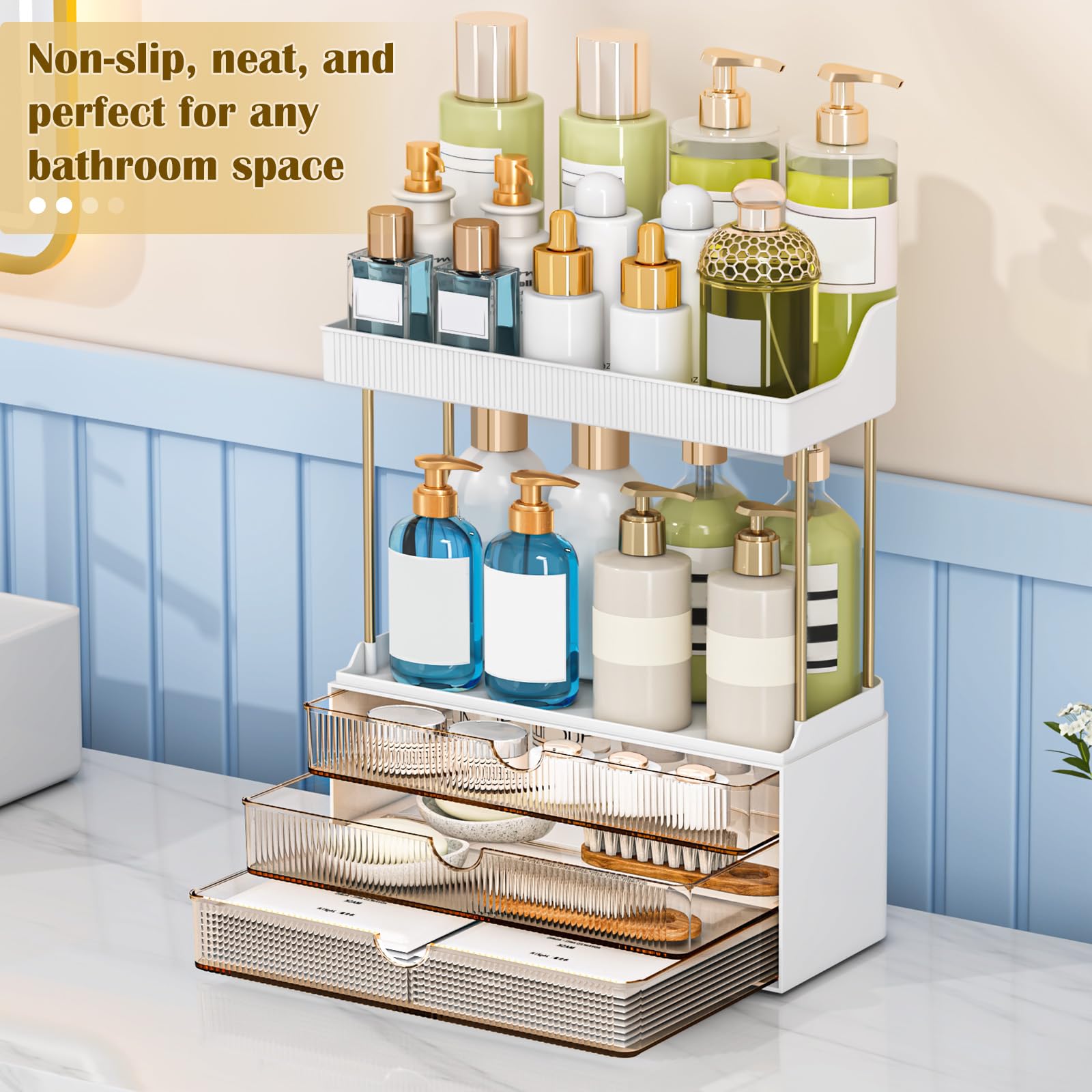 caktraie Rangement parfums et soins ambre, usage quotidien.