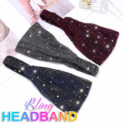 CAKURE bandeau large paillettes noir: maintien doux pendant l'entraînement.