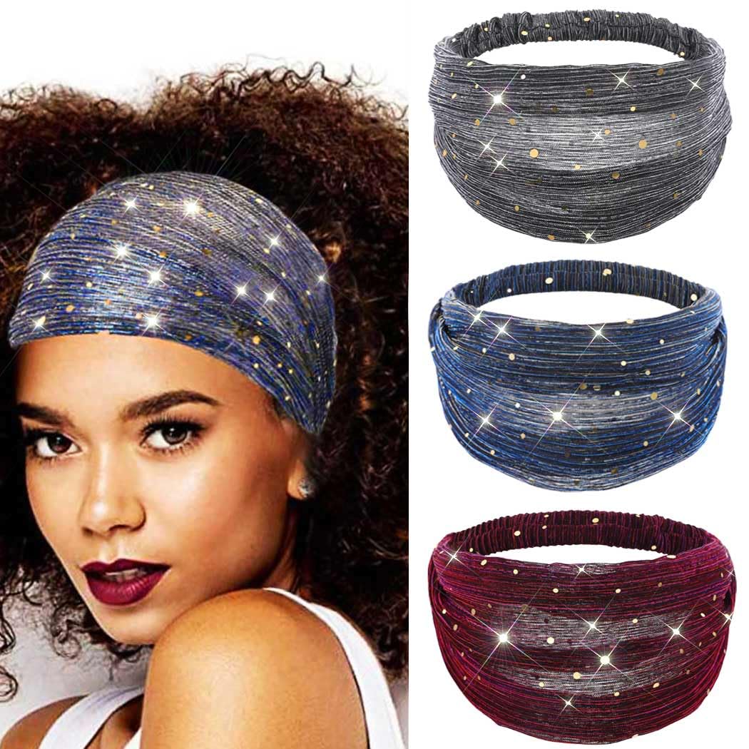 CAKURE bandeau paillettes noir turban: allure chic et confort pour tous les jours.