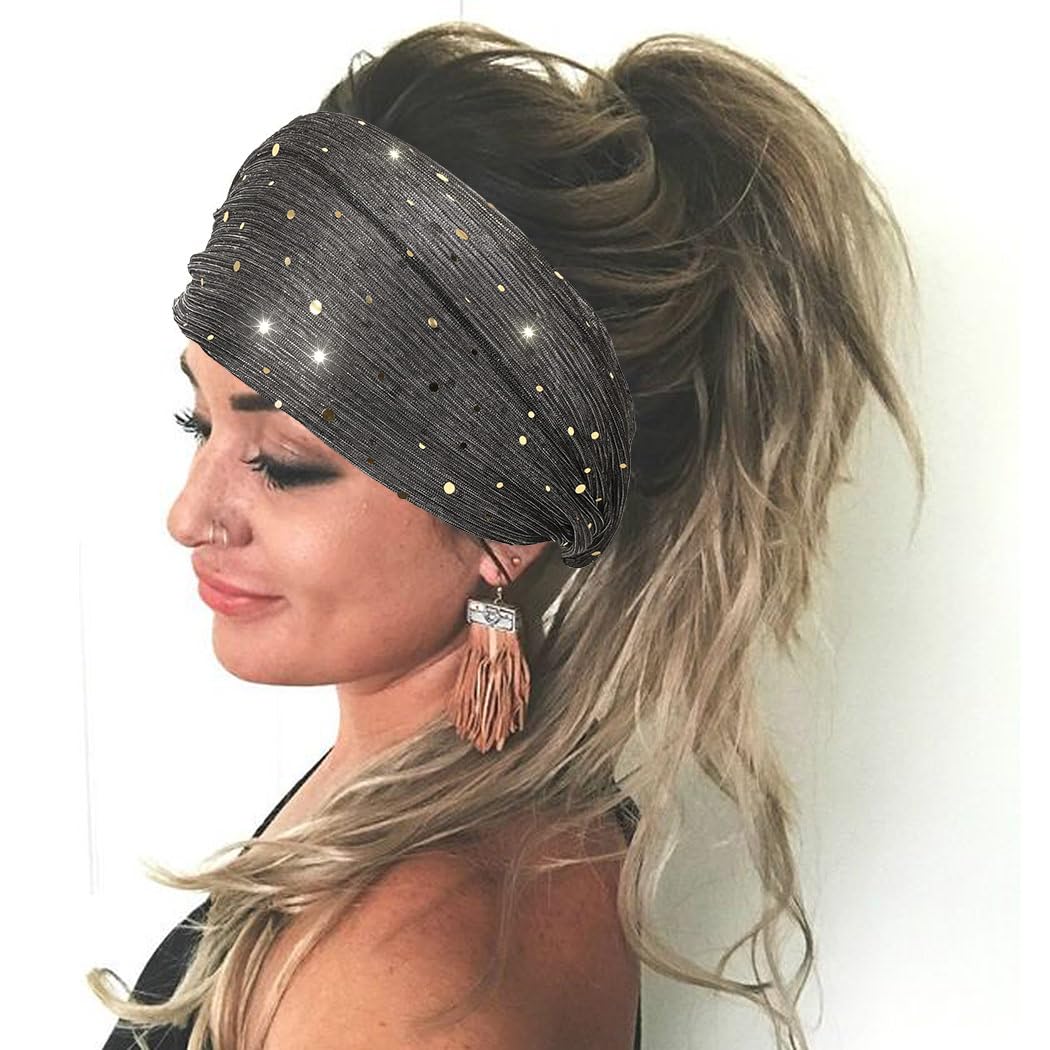 CAKURE bandeau quotidien paillettes noir: accessoire tendance pour sortir.