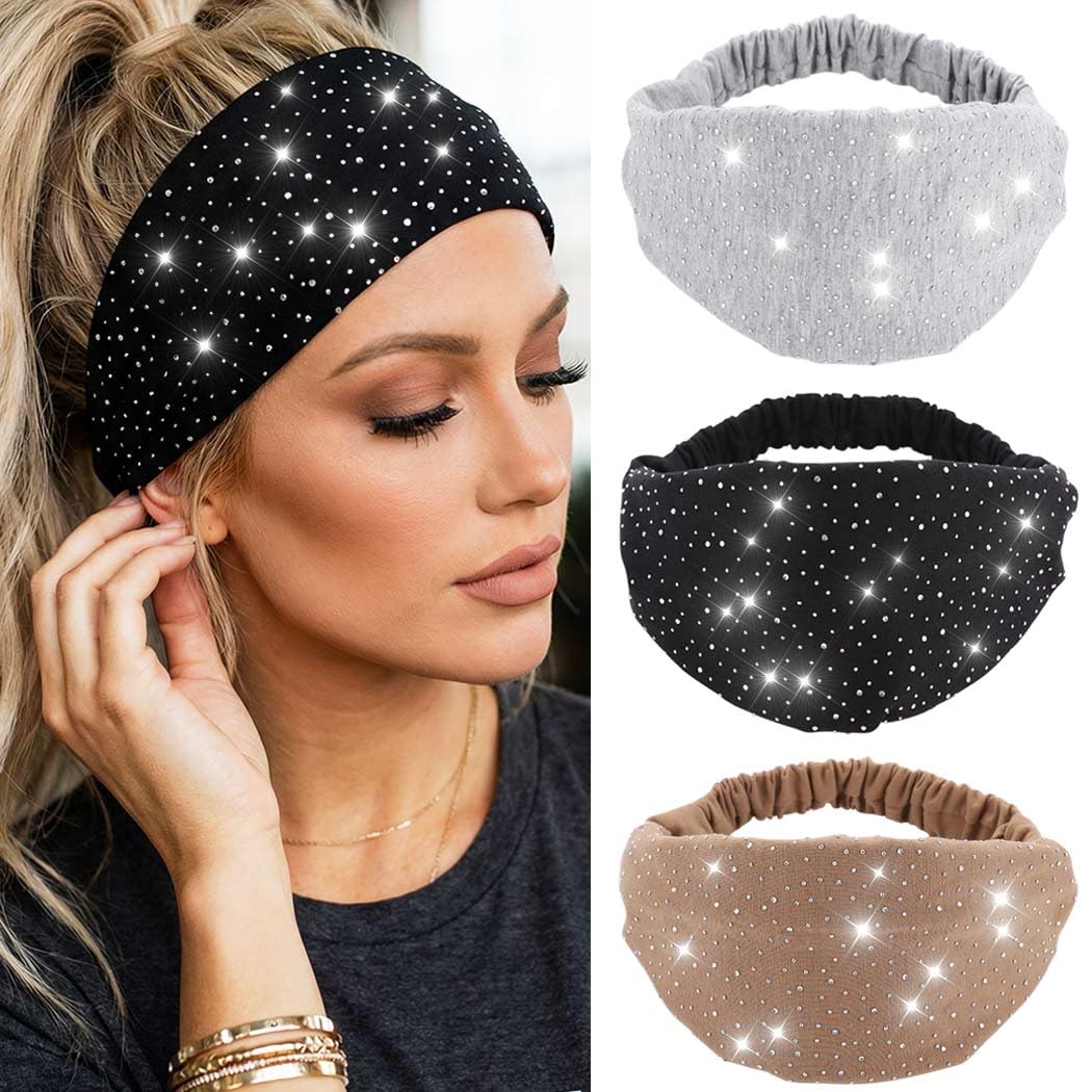 CAKURE bandeau strass noir, élégant et polyvalent pour toutes les coiffures.