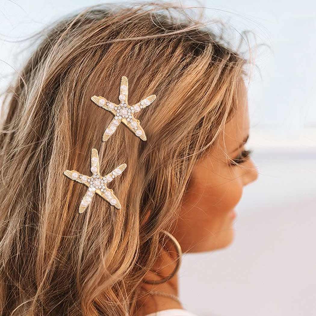 CAKURE Barrette étoile mer dorée, allure chic pour fêtes et usage quotidien.