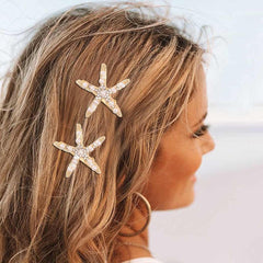 CAKURE Barrette étoile mer dorée, allure chic pour fêtes et usage quotidien.