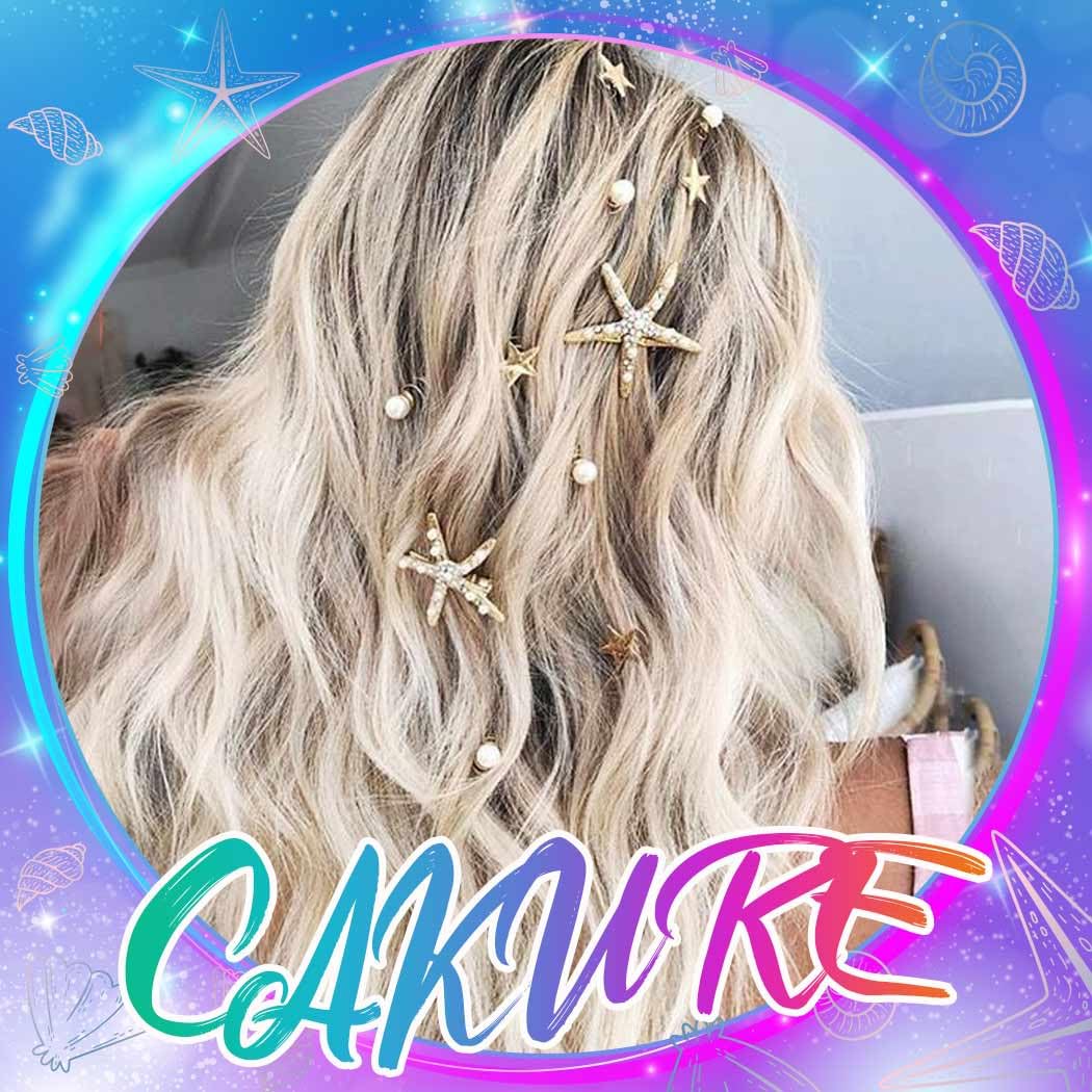 CAKURE Épingles cheveux doré motif étoile mer, parfaits pour un style bohème chic.