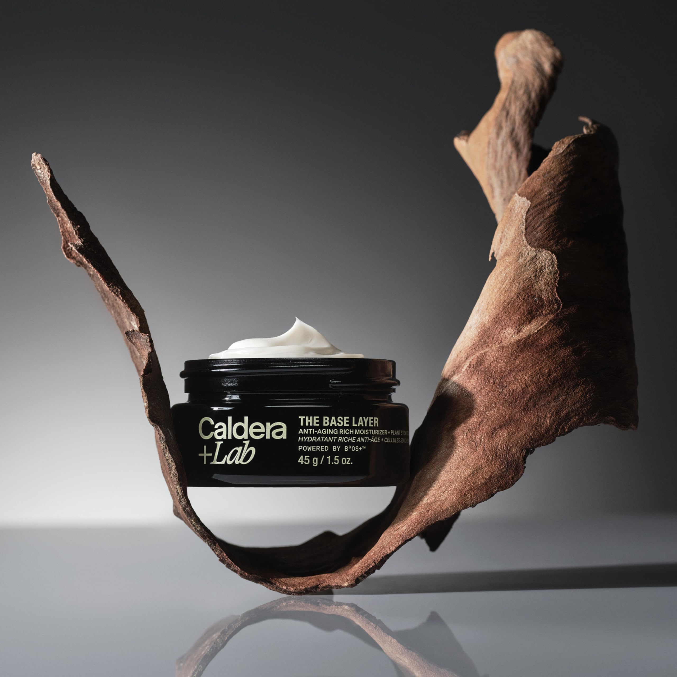 Caldera + Lab ingrédients végétaux, peau équilibrée et hydratée.