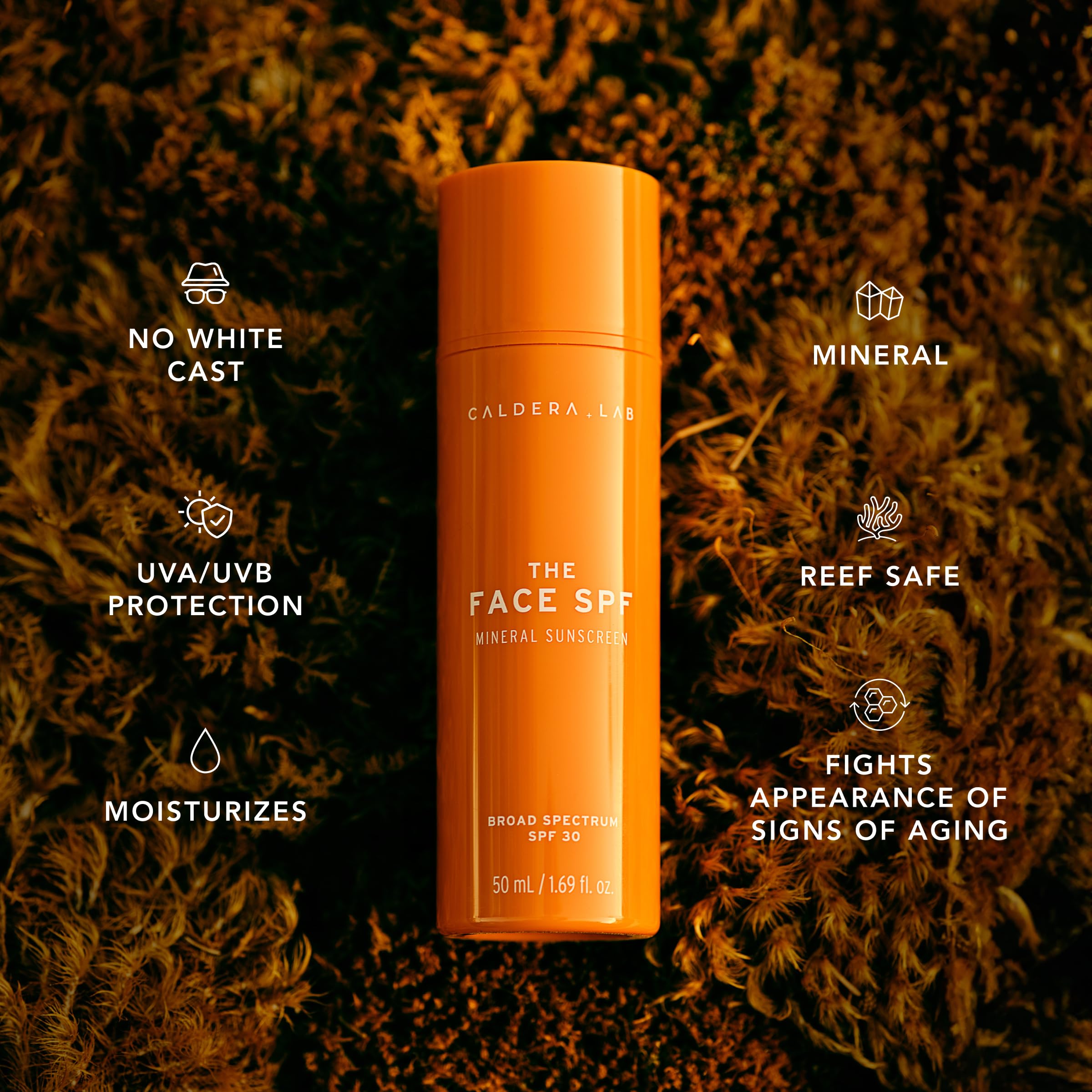 Caldera + Lab The Face SPF – sans parfum, convient à toutes les peaux.