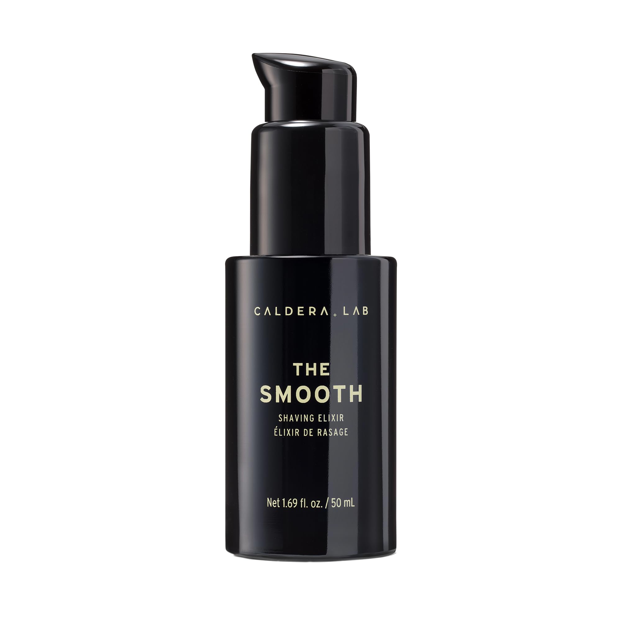 Caldera + Lab The Smooth, bouteille élégante prête pour un rasage doux sur peau sensible.