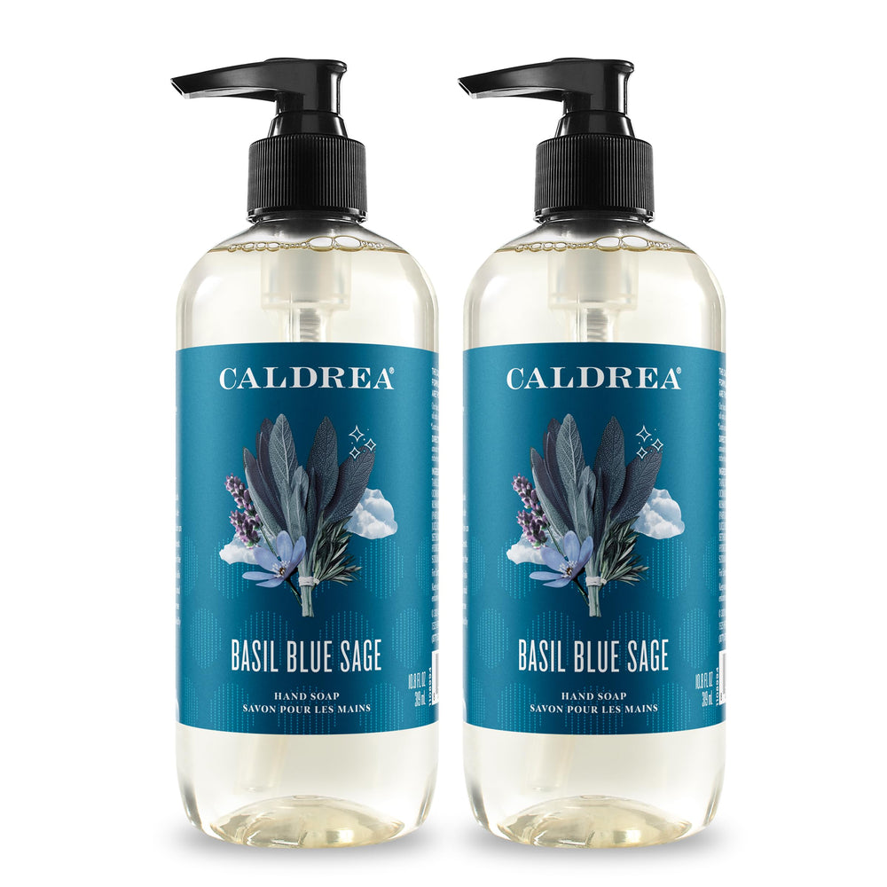 Caldrea Basilic et Sauge Bleue: savon pour les mains propre et hydratant, parfum frais.