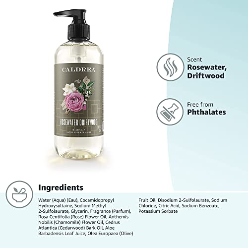 Caldrea Savon Mains Rosewater Driftwood – idéal pour lavage délicat des vêtements.