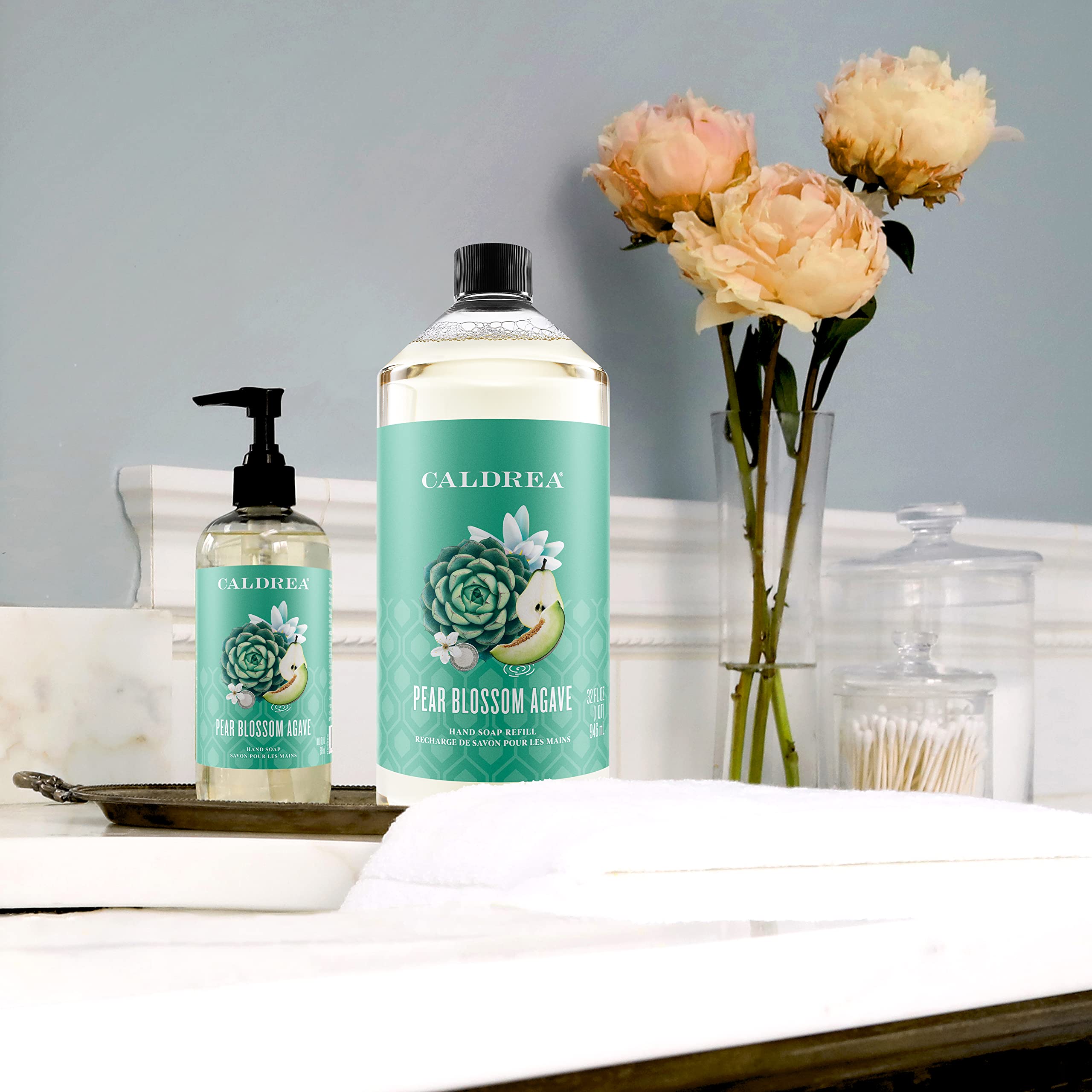 Caldrea bouteille glycérine végétale, douceur pour les mains sur la bouteille.