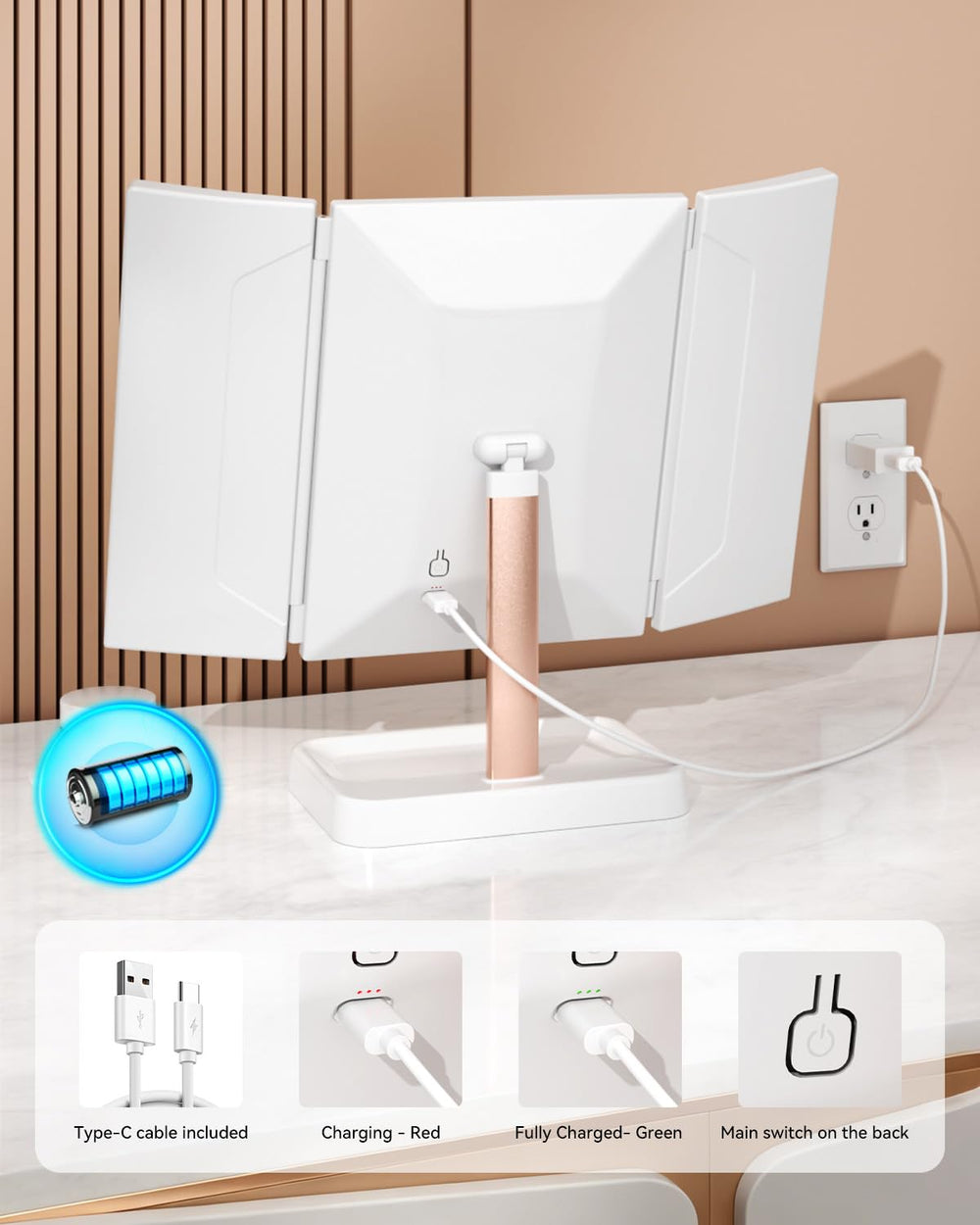 CALEPOP miroir rechargeable 2400mAh offre liberté sans fil