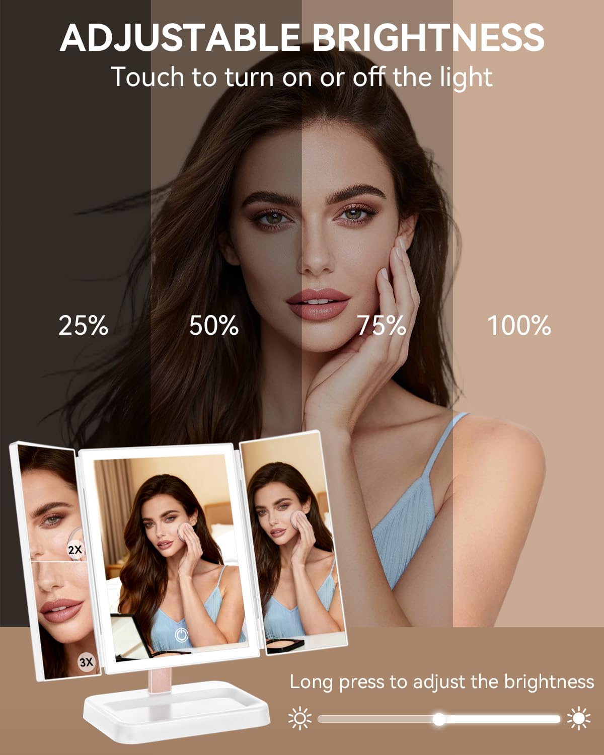 CALEPOP miroir maquillage avec variations de couleur lumineuse