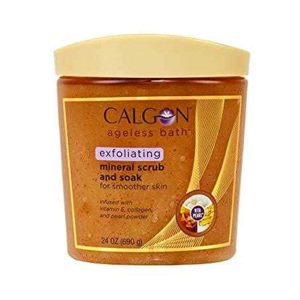 Calgon Ageless Bath gommage minéral : exfoliation qui rend la peau plus lisse.