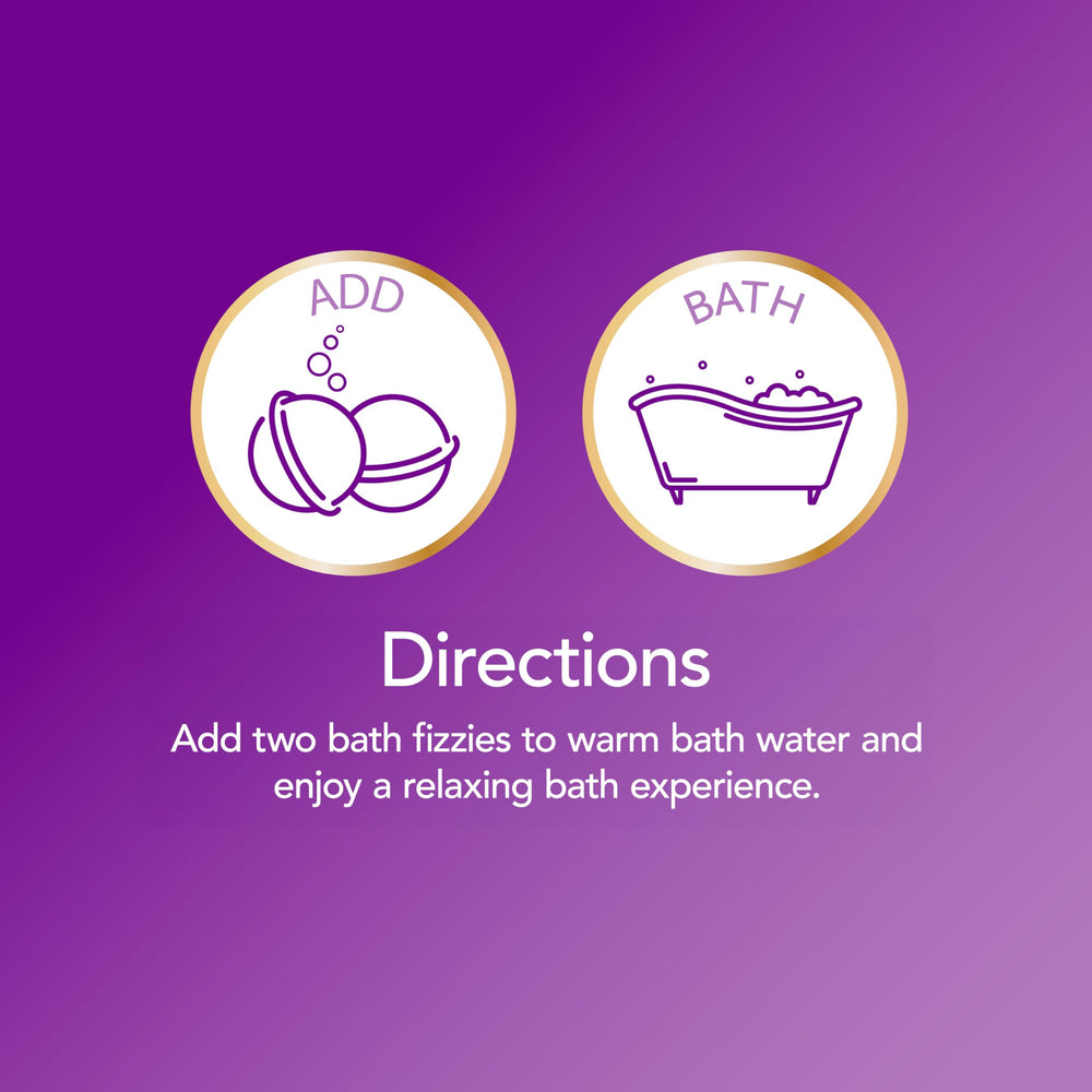 Calgon Bain Lavande Miel avec effervescence visible pour une expérience sensorielle.