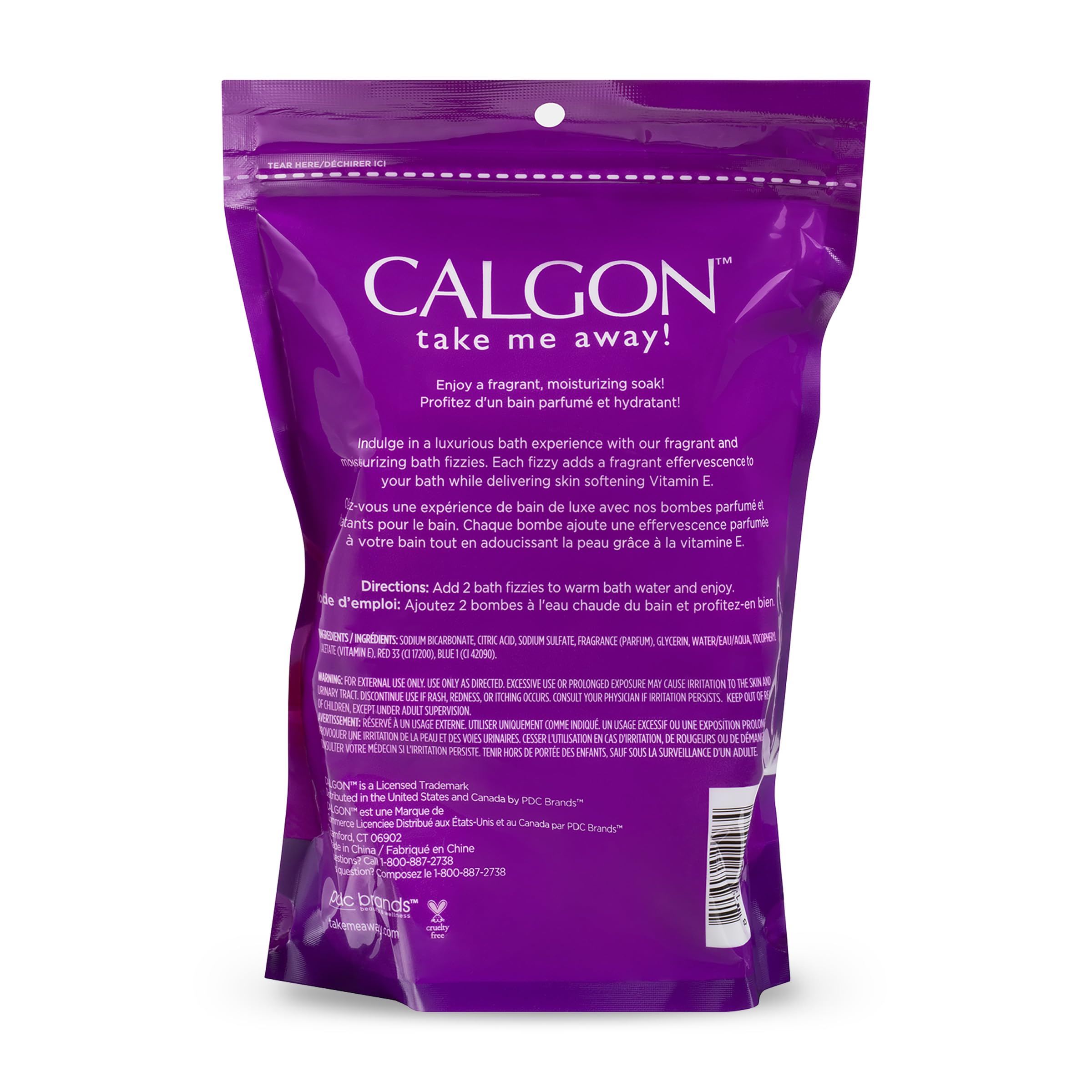Calgon Bouffies Lavande Miel, peau douce après bain, effet potentiel.