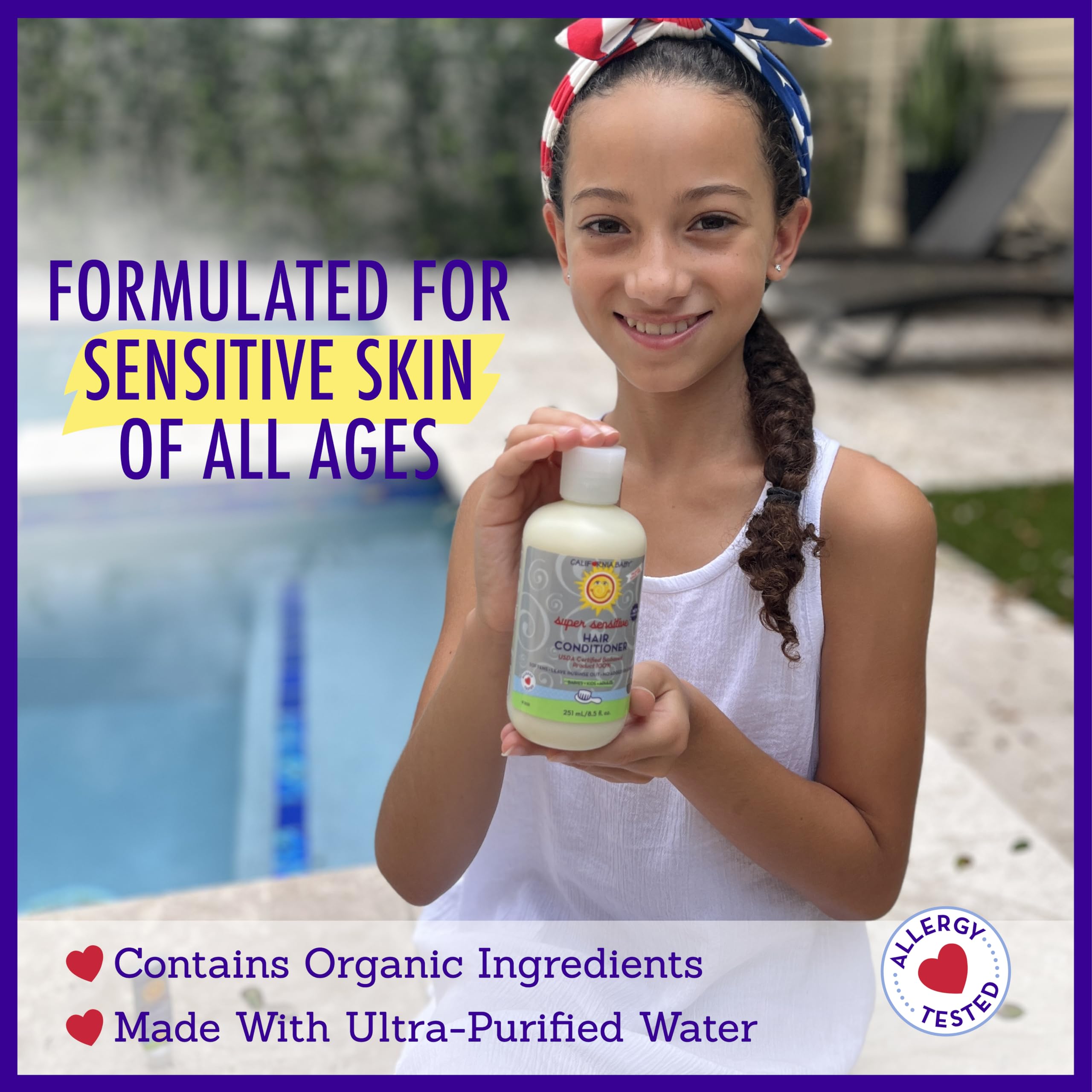 California Baby Conditionneur Vinaigre de cidre – ingrédients naturels pour brillance.