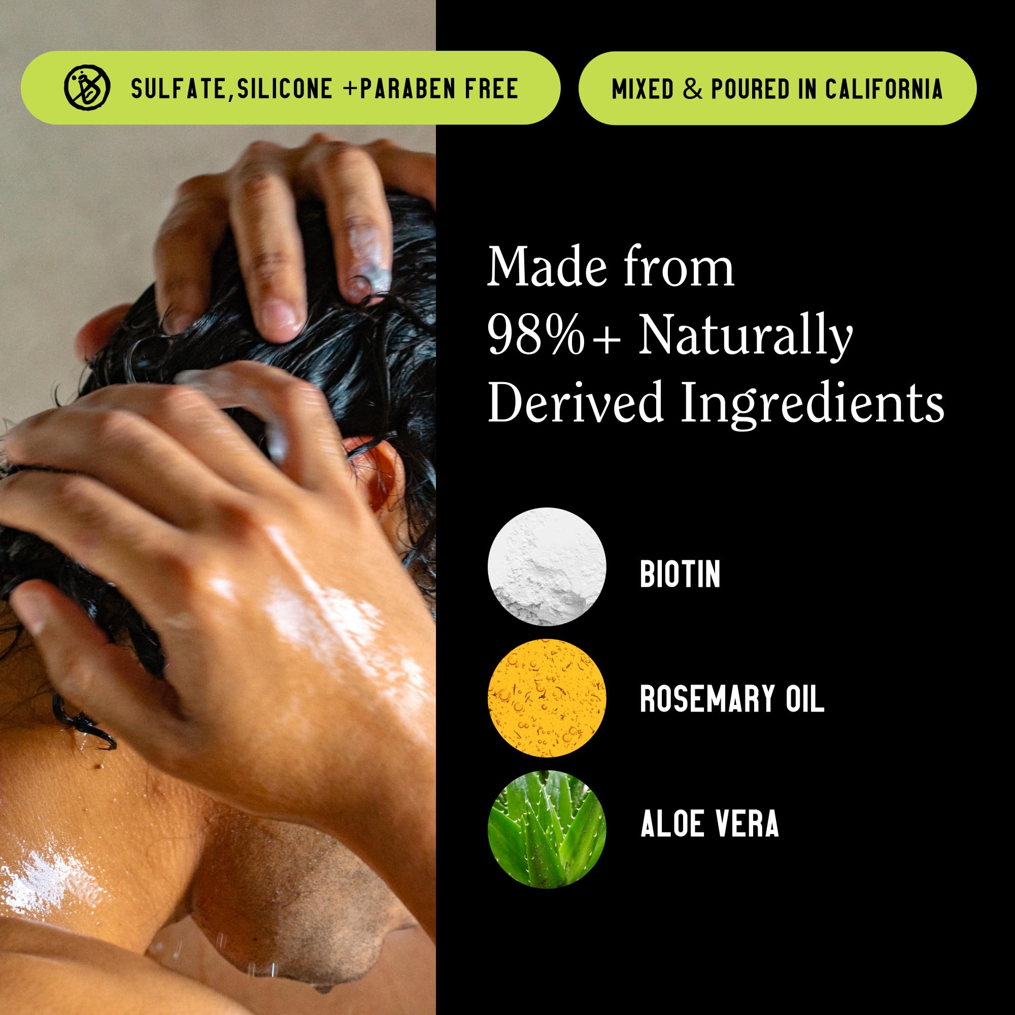 California Naturals Re:GRO – ingrédients romarin et caféine, stimulation naturelle du cuir chevelu.