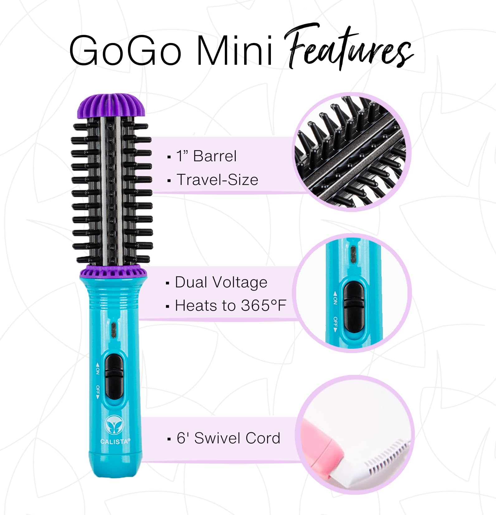 Calista GoGo Mini au format voyage, compagnon idéal pour coiffage en déplacement.
