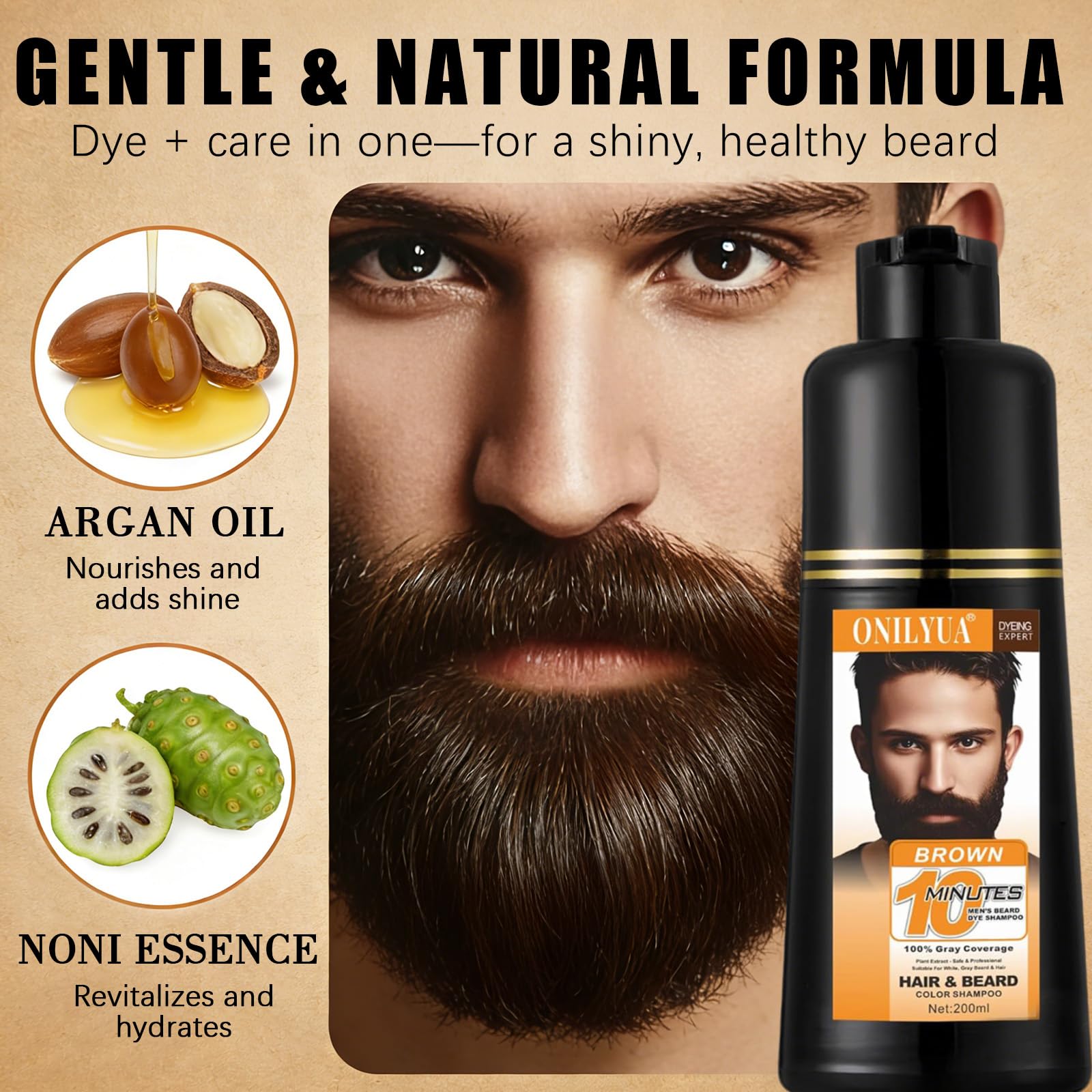 Callmynm Beard Dye – soin nourrissant argan et noni pour poils plus doux