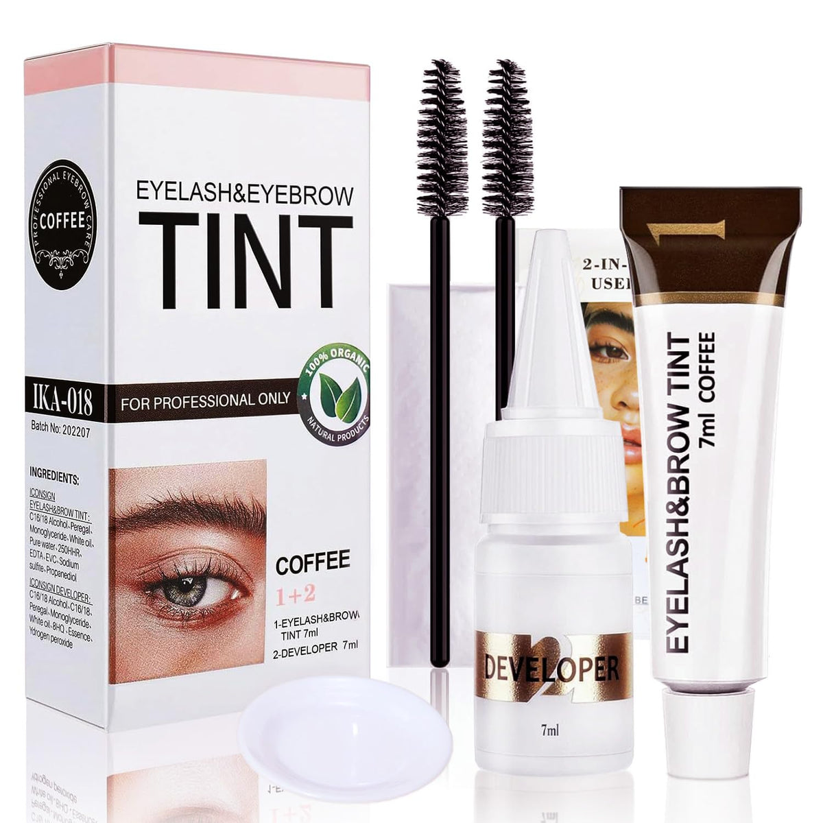 Callmynm kit coloration cils et sourcils Café 7ml couleur naturelle durable