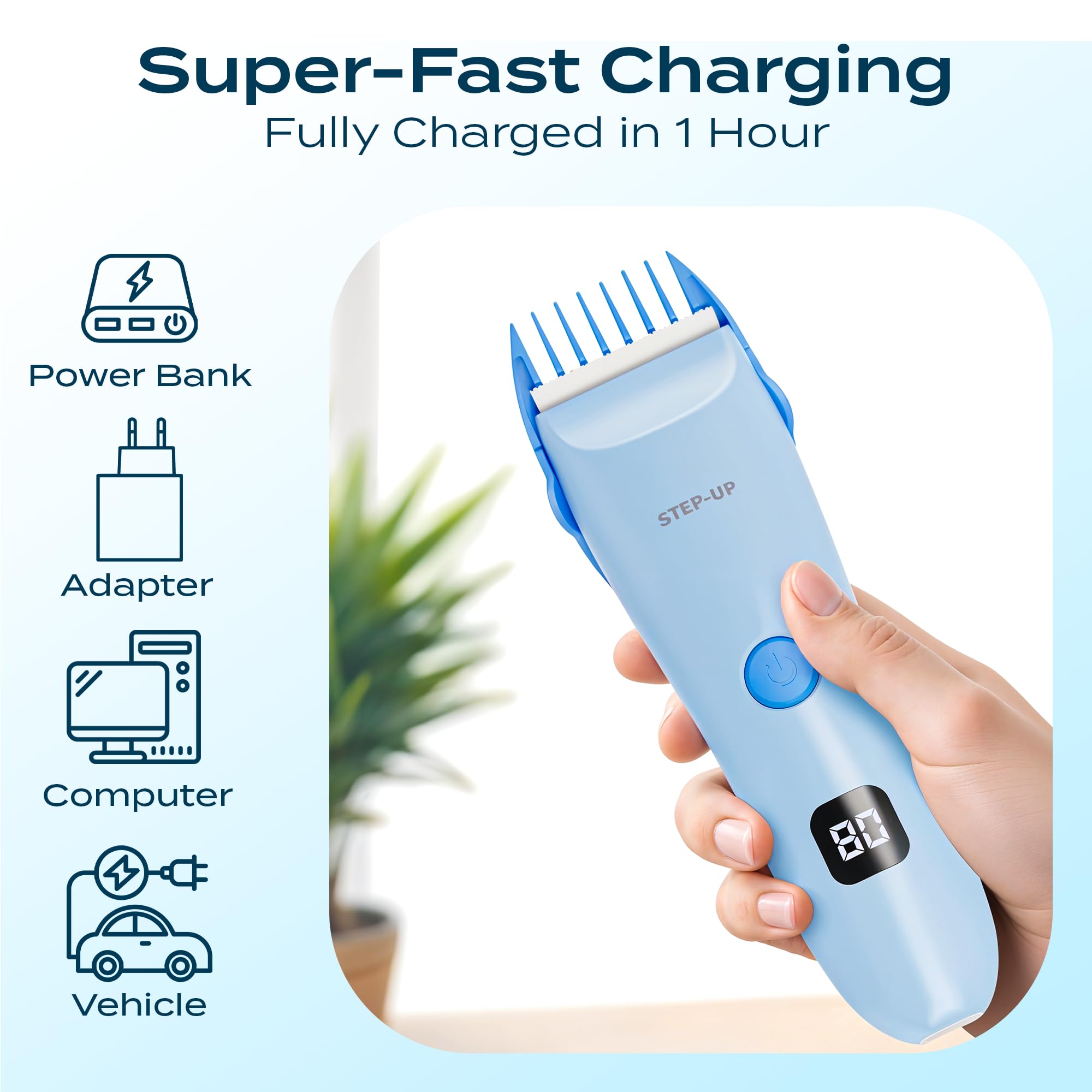 CALMING CLIPPER Step-Up, intégration au programme Haircut Hero pour suivre les progrès.