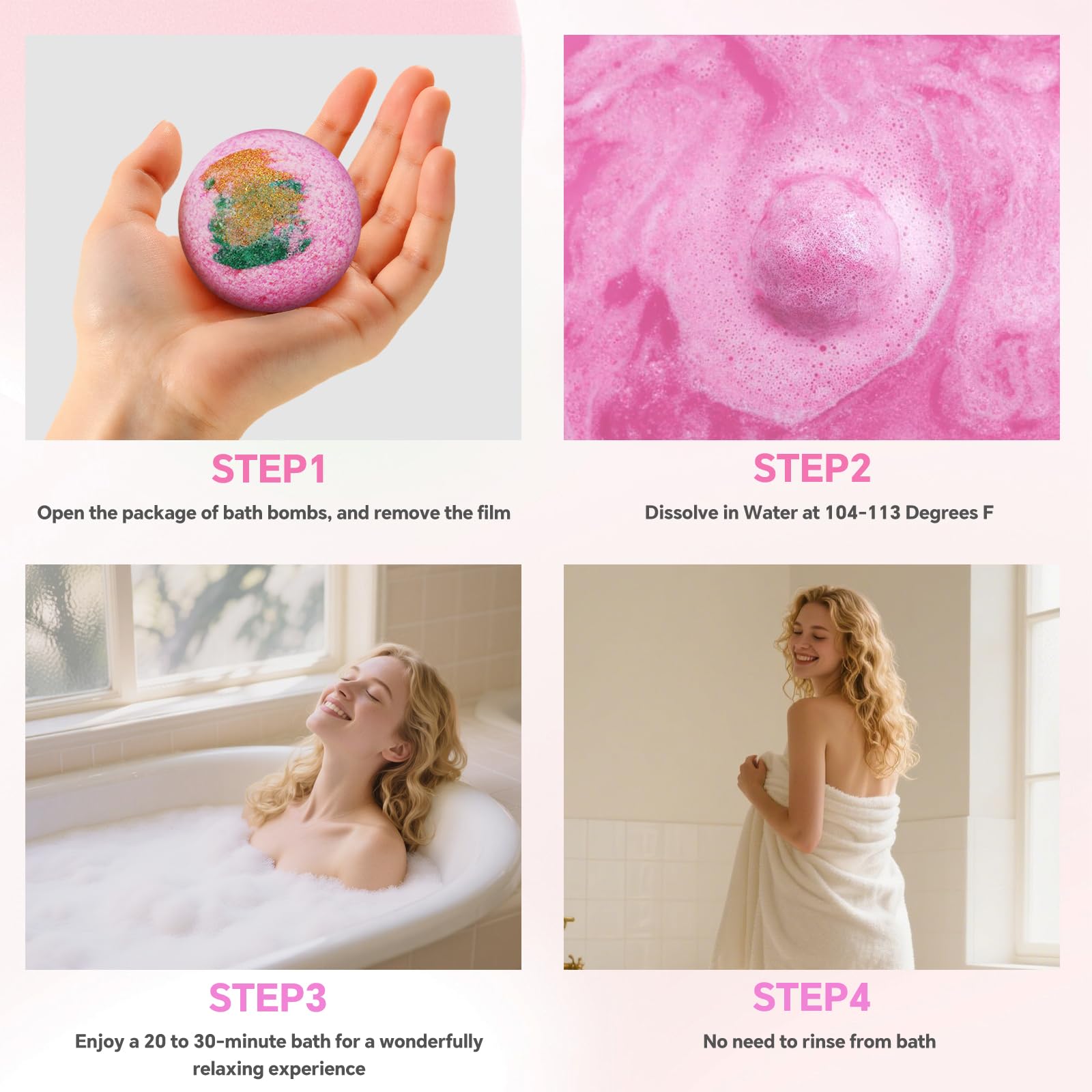 CalmNFiz Boules de bain Rose – douceur florale et peau satinée après baignade