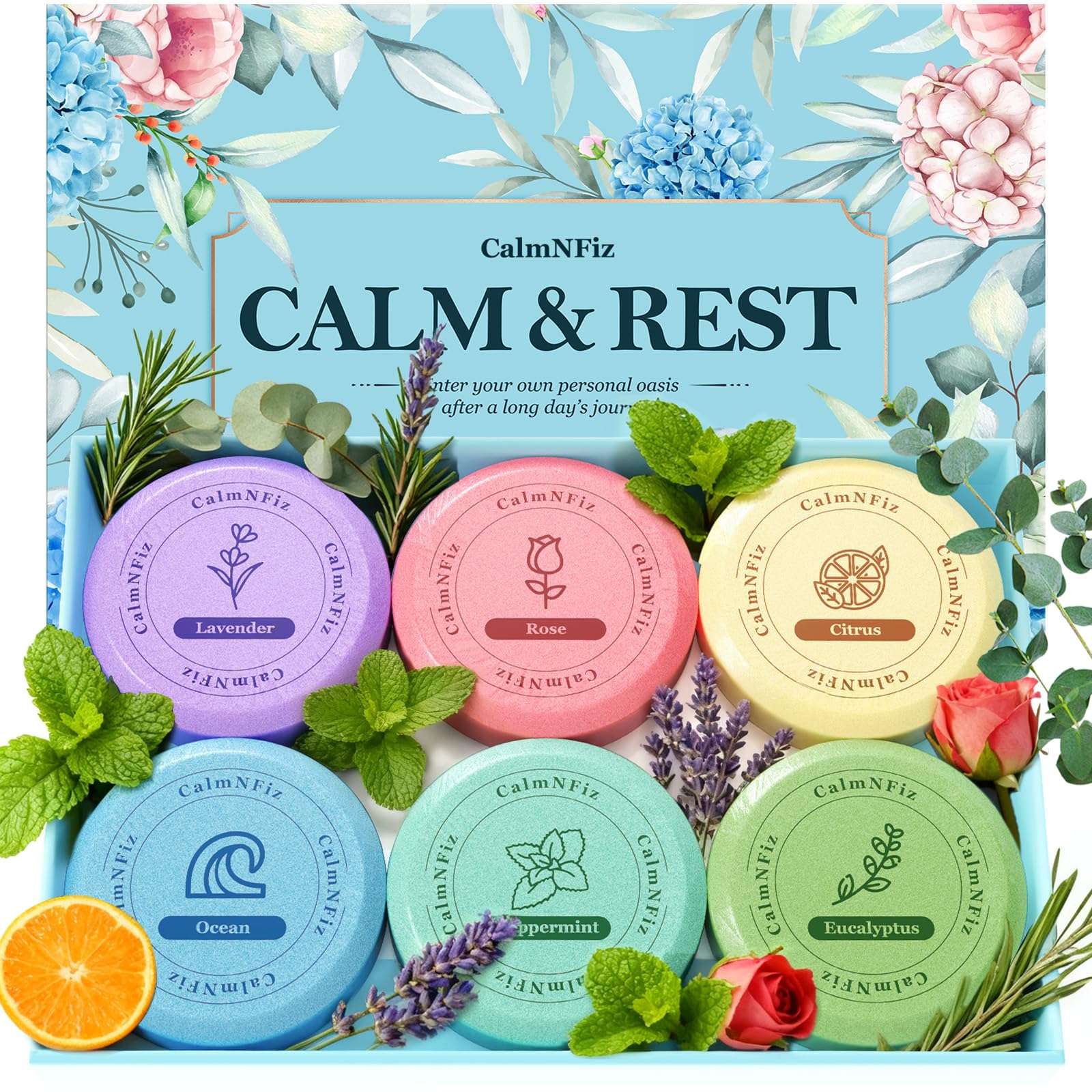 CalmNFiz agrumes : tablette douche aromatique pour réveil frais et durable
