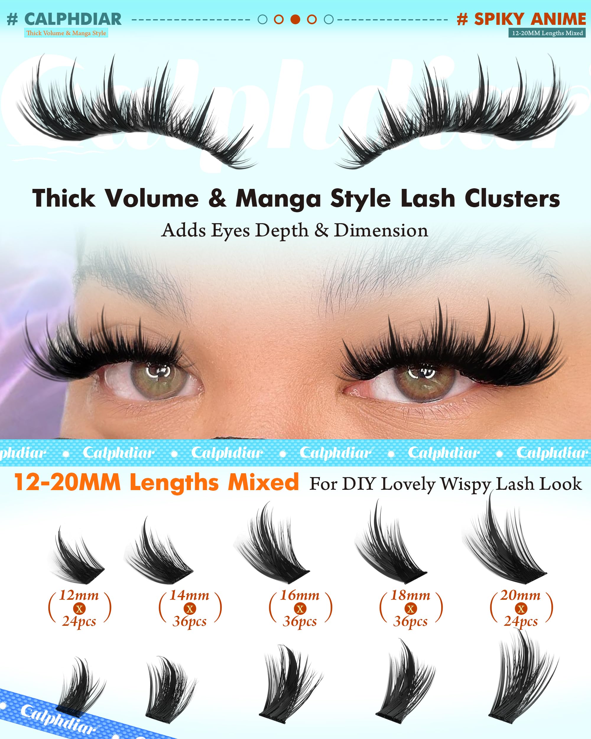 Calphdiar cils manga 12-20 mm pour style personnalisable et fini aérien.
