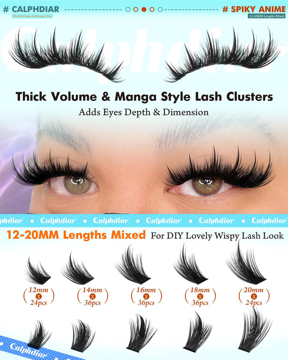 Calphdiar cils manga 12-20 mm pour style personnalisable et fini aérien.