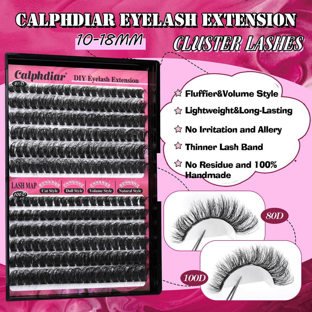Calphdiar clusters cils volume épais 10-18 mm: effet glamour durable.