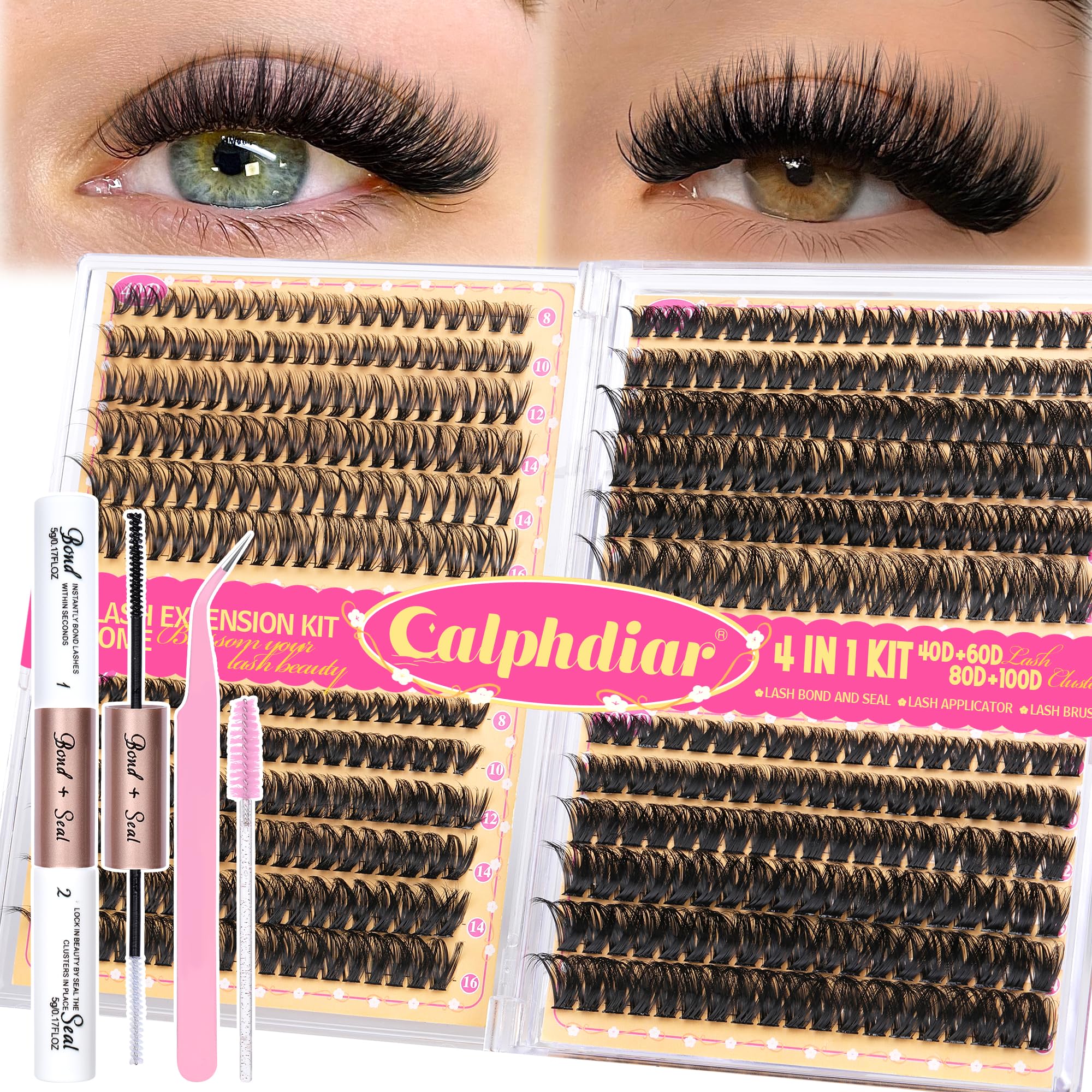 Kit Calphdiar DIY cils wispy ensemble 40–100D pour un look prêt-salon.