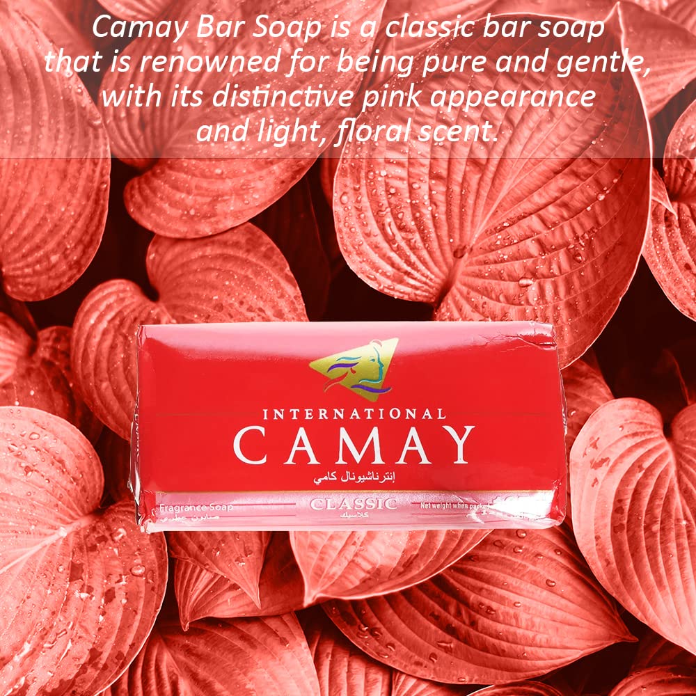 Camay Savon Classique, utilisation quotidienne, douceur nourrissante.
