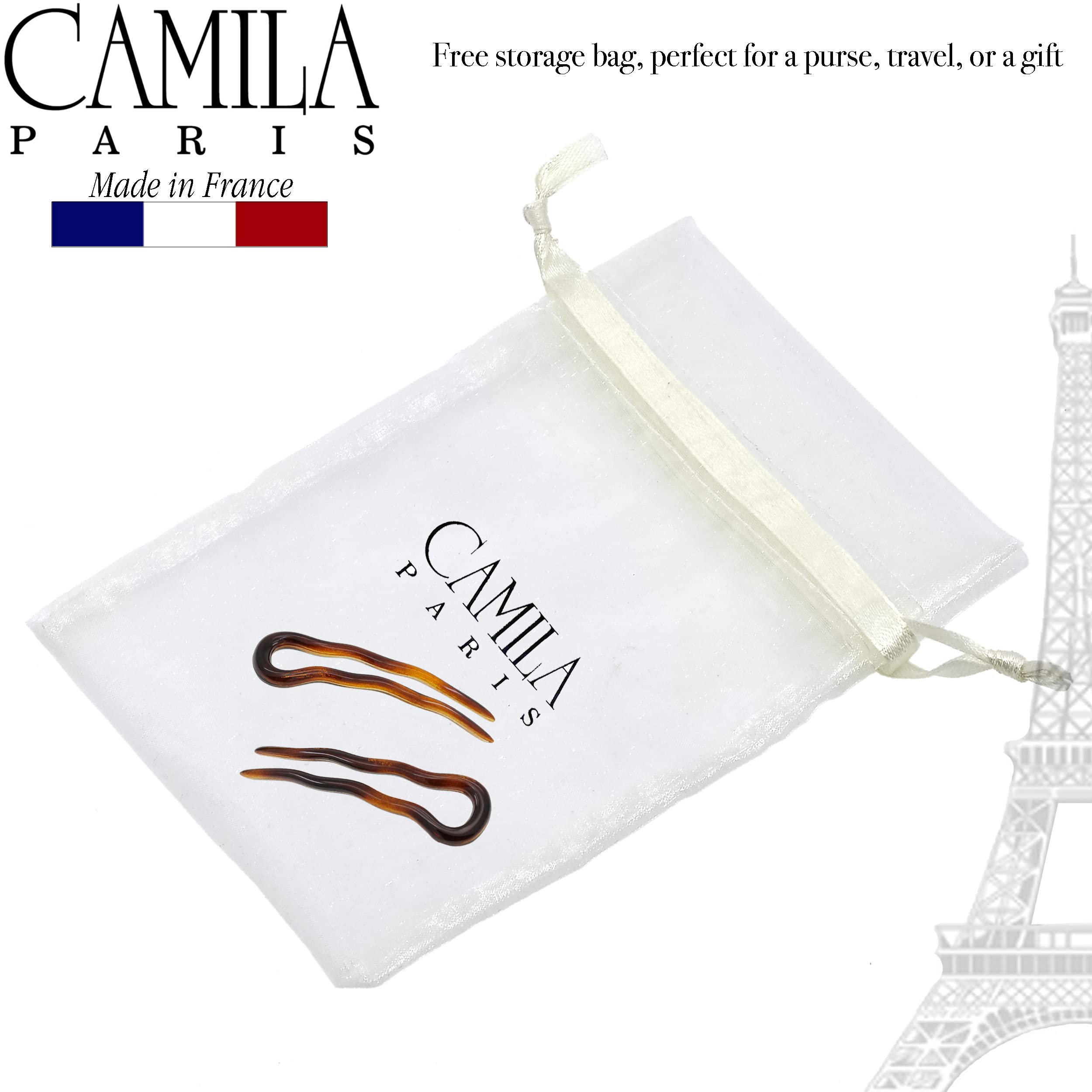 Pince sécurisante Camila Paris AD823, idéale pour fixer bun sans tiraillement.