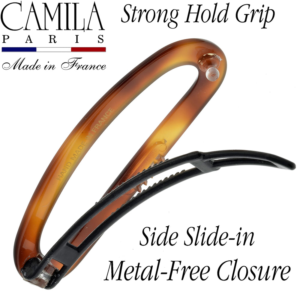 Barrette Camila Paris CP2249, fermeture sans métal pour un port confortable.