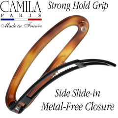 Barrette Camila Paris CP2249, fermeture sans métal pour un port confortable.