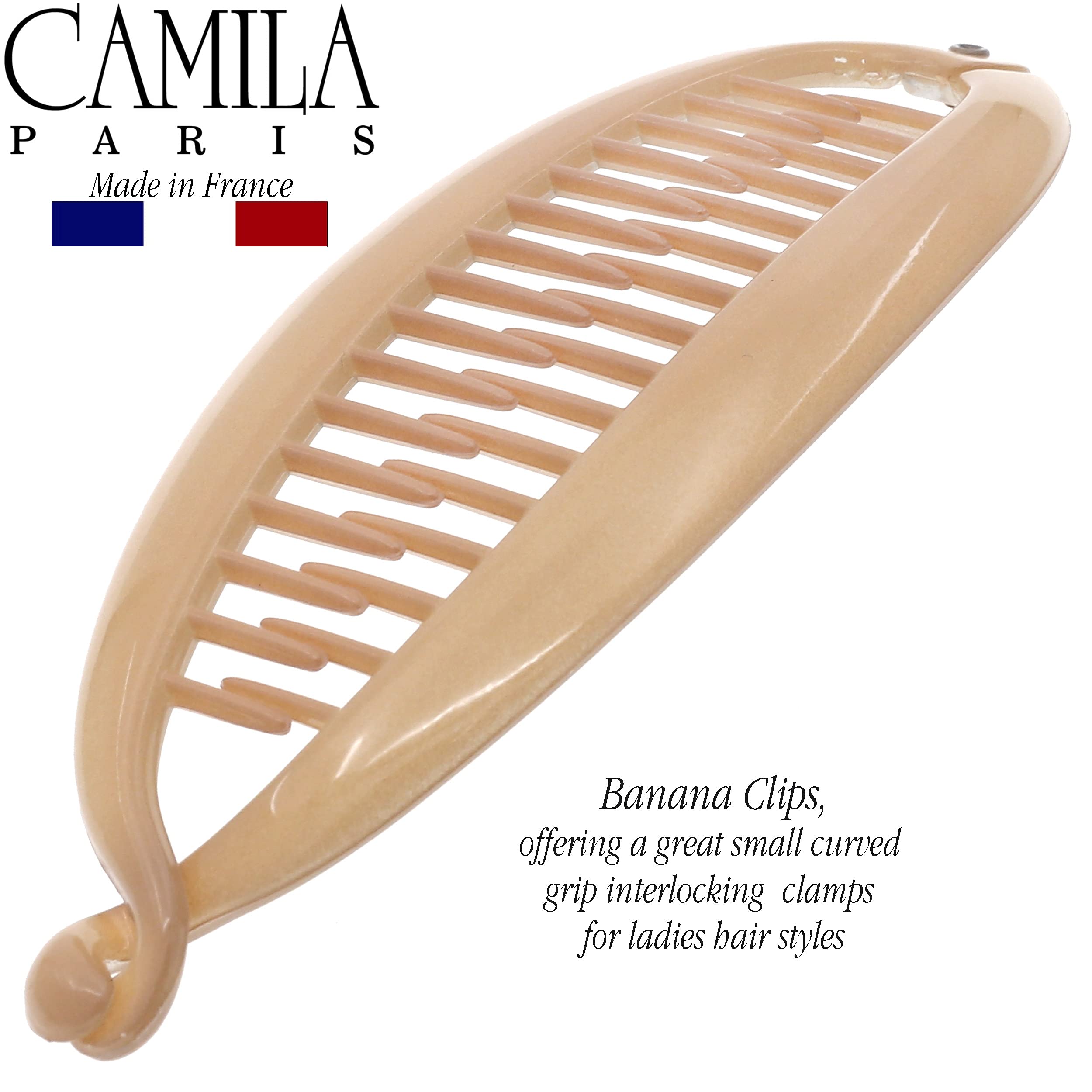 Clip banane Camila Paris CP2889 beige, accessoire chic pour coiffure rapide.