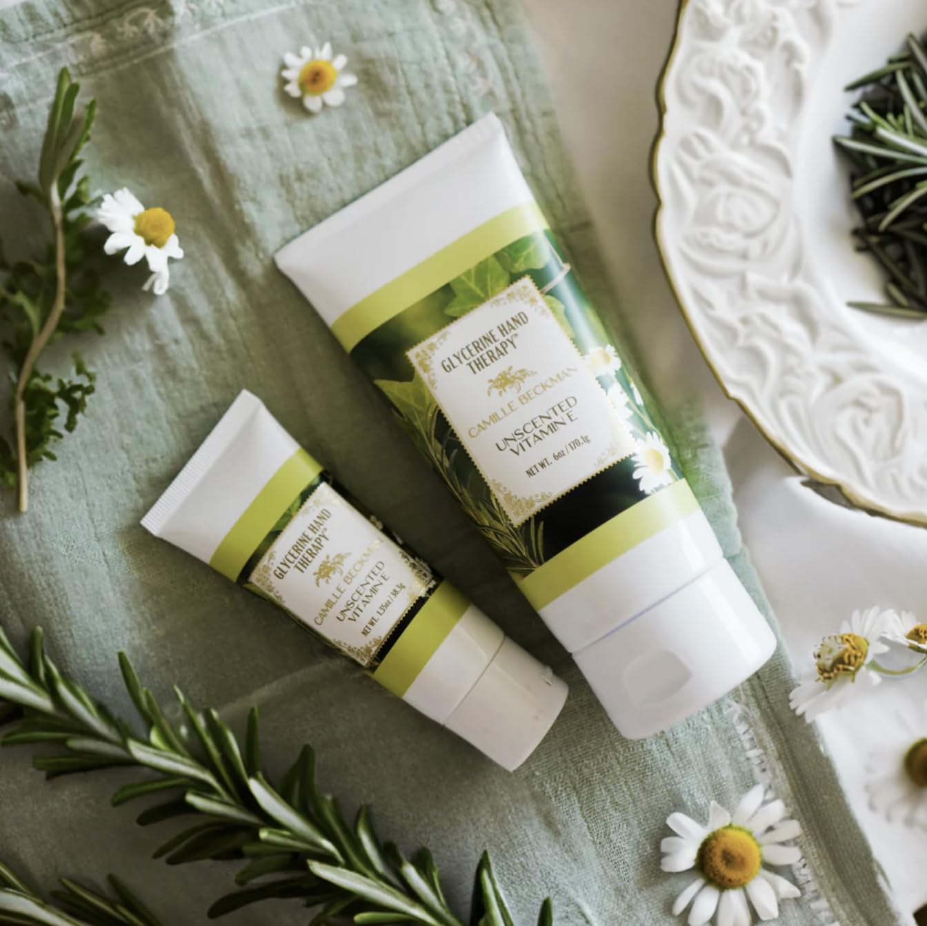 Camille Beckman Crème Mains Glycerine et huile d'amande nourrissante.