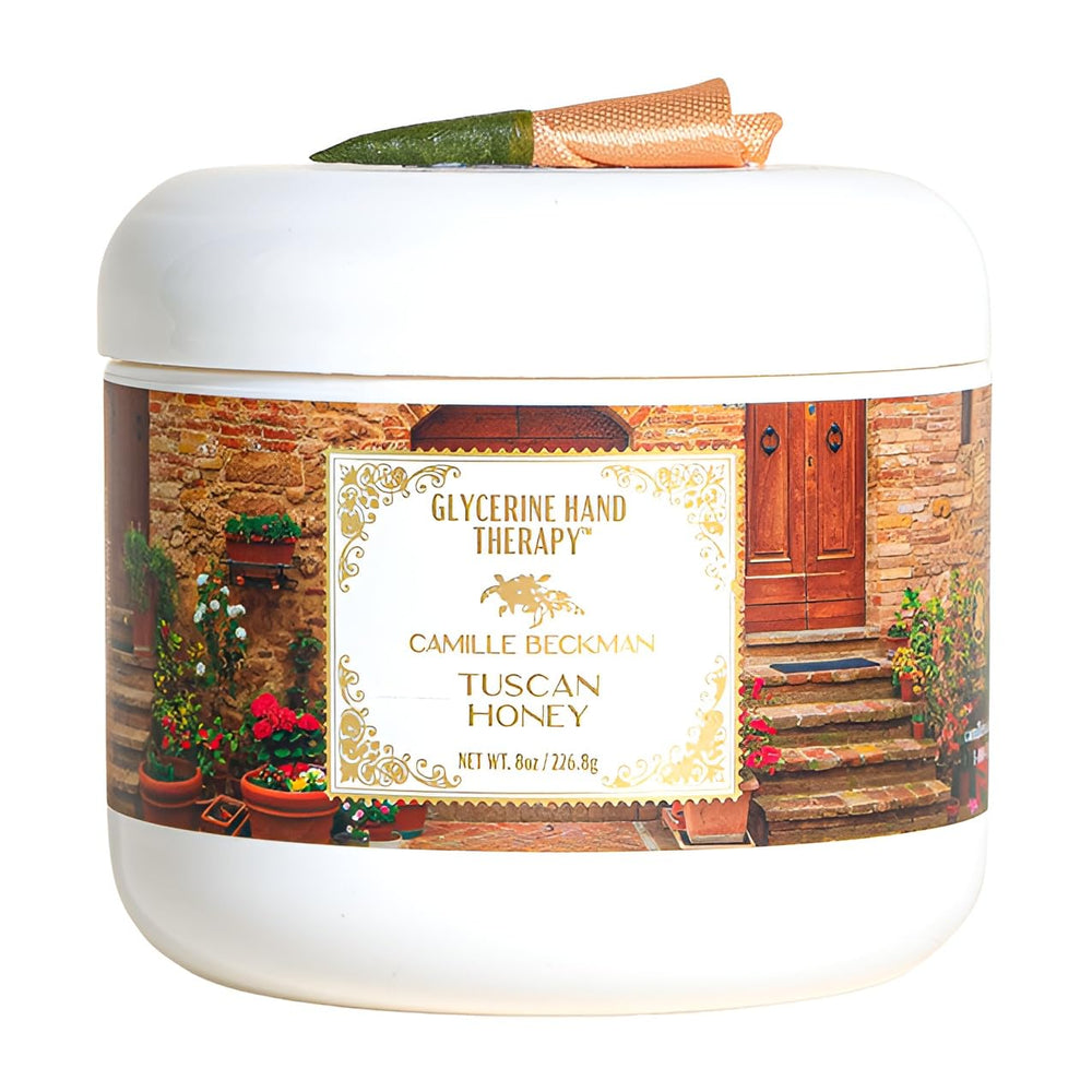 Camille Beckman glycérine mains Tuscan Honey, flacon 8oz, hydratation durable.