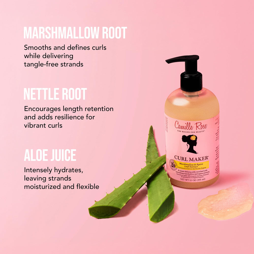 Camille Rose Curl Maker – appliquez sur cheveux humides pour distribution uniforme et définition.