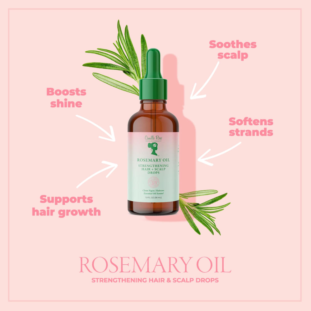 Camille Rose huile romarin menthe - application sur cuir chevelu pour nourrir en profondeur