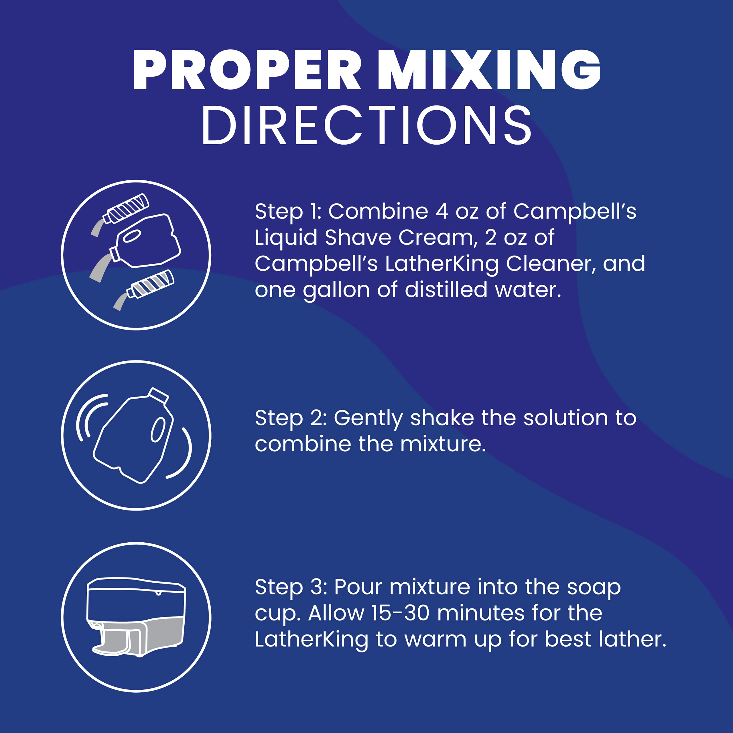 Préparation LatherKing avec eau distillée pour une mousse chaude.