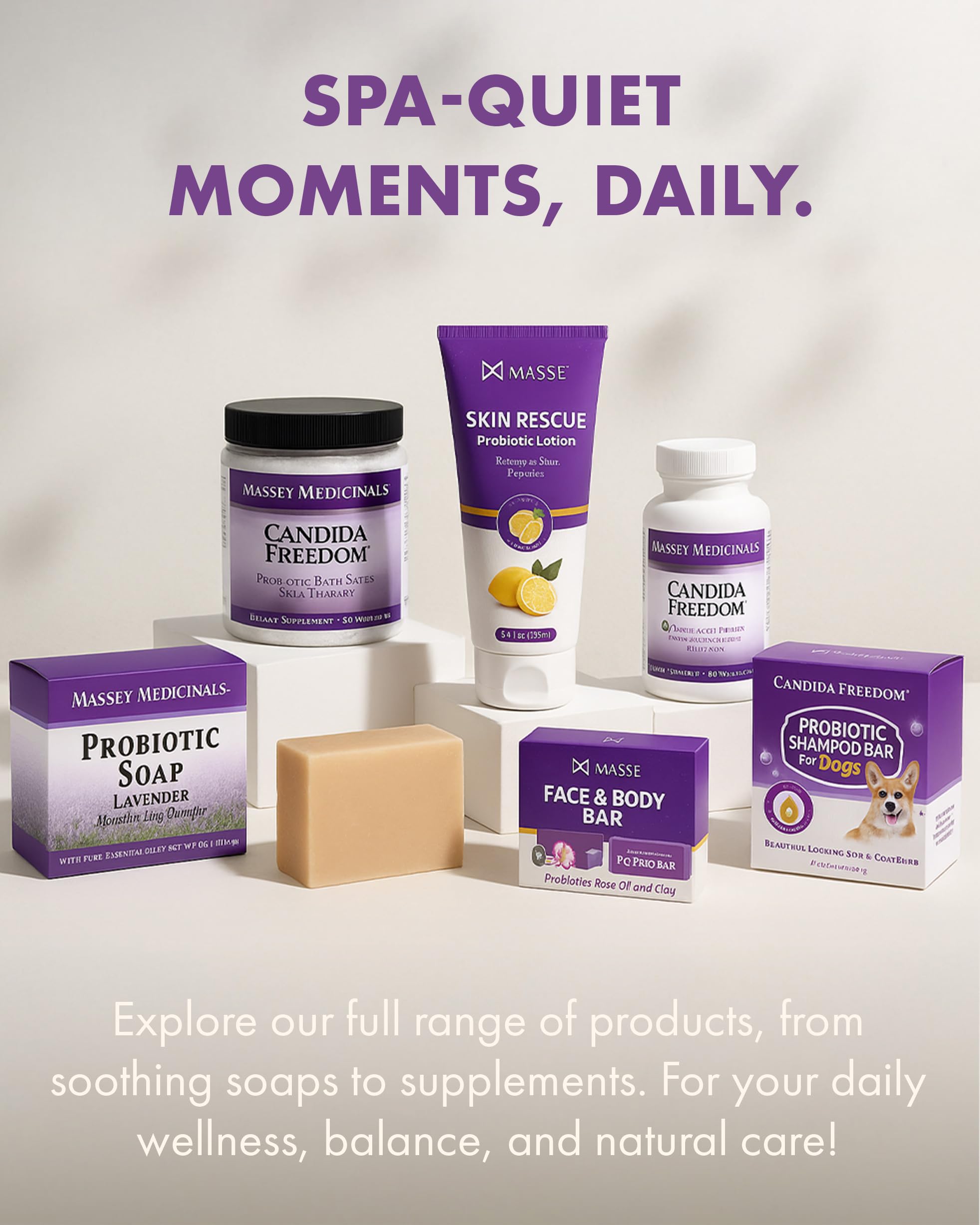 Candida Freedom barre-probiotique lavande – crée une ambiance spa à domicile à chaque utilisation.