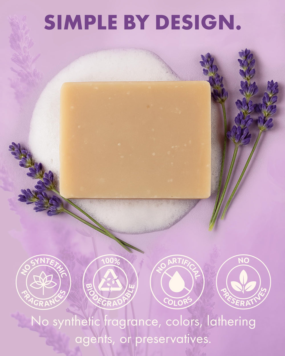 Candida Freedom barre savon lavande-probiotique, usage mains quotidien pour une hygiène douce.
