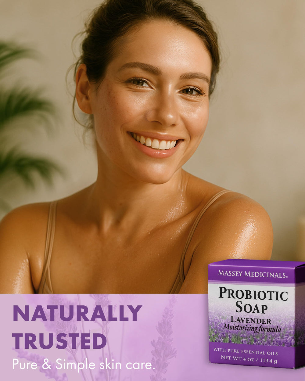Candida Freedom savon probiotiques lavande – utilisé quotidiennement pour une routine d'hygiène soignée.