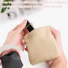 CANIPHA pochette cuir d'agneau beige, organisation simple pour essentiels beauté en déplacement