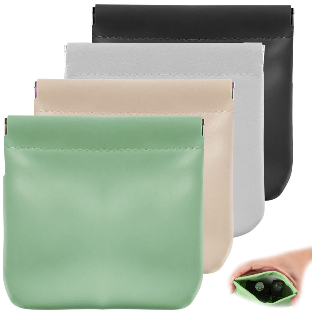 CANIPHA pochette cuir d'agneau verte, rangement minimal pour maquillage et bijoux