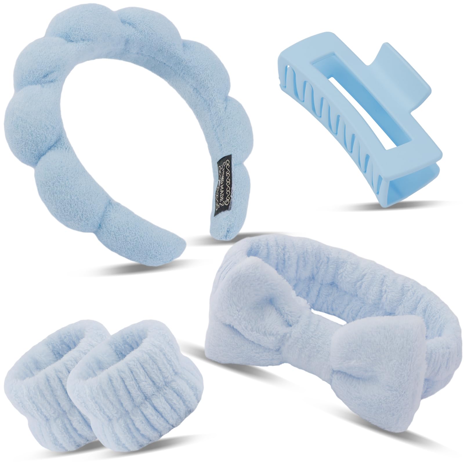 Canitor bandeau spa bleu, confort doux et absorption efficace pour le soin du visage.
