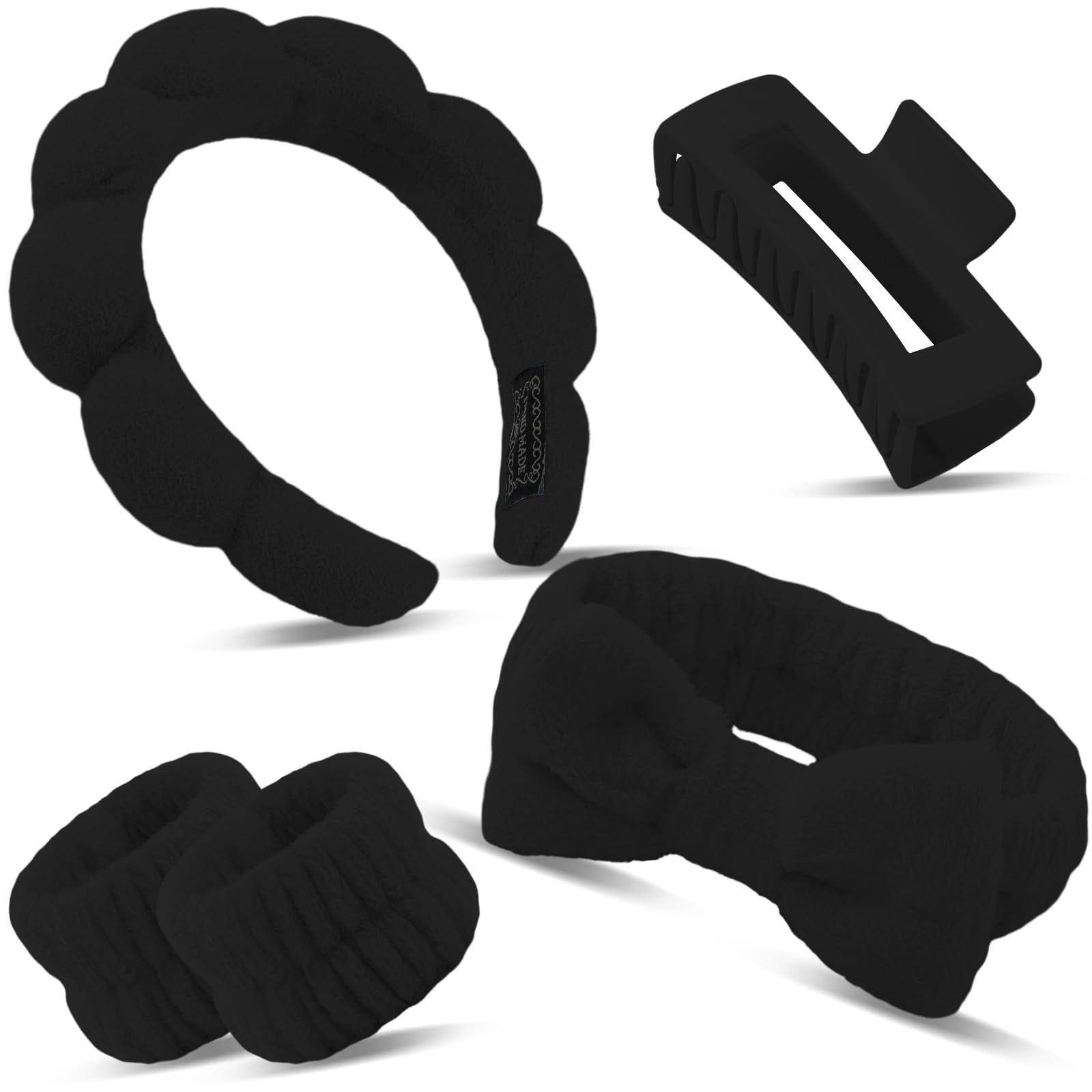 Bandeau spa Canitor noir avec nœud, confort idéal pour le visage.