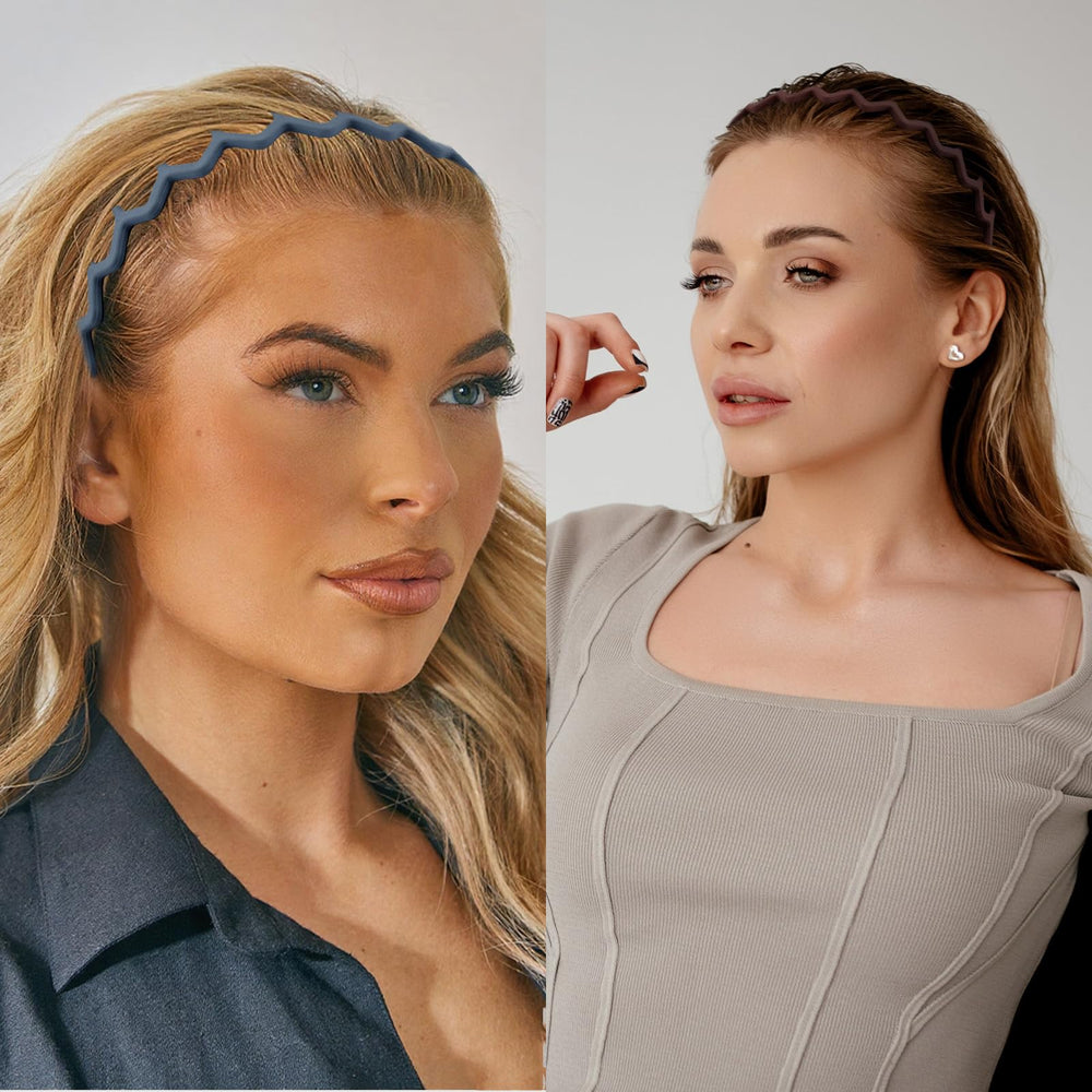 Canitor bandeau zigzag bleu marine, garde les cheveux hors du visage toute la journée.